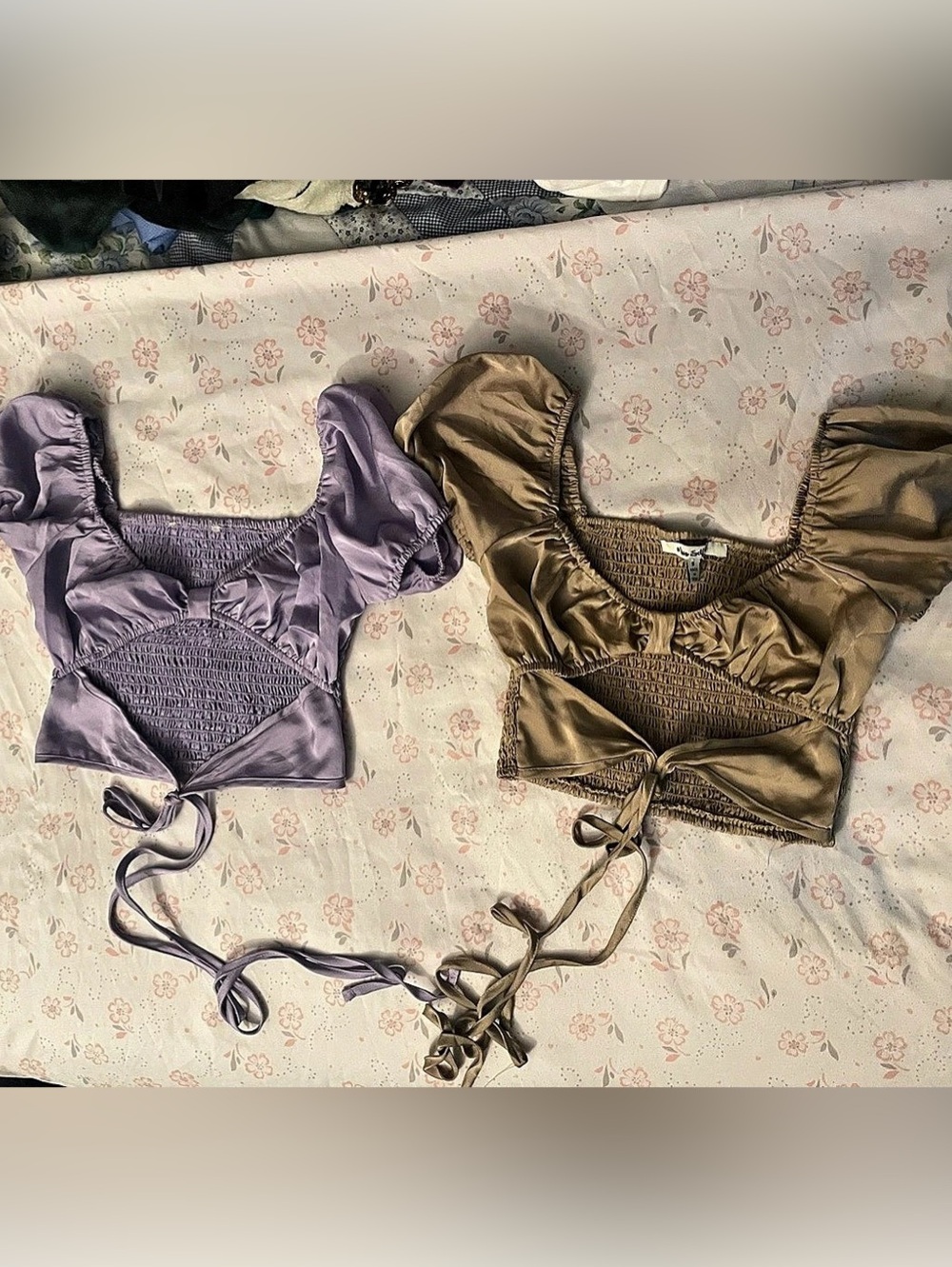 Miss Selfie Crop Tops in Purple & Bronze Size Small